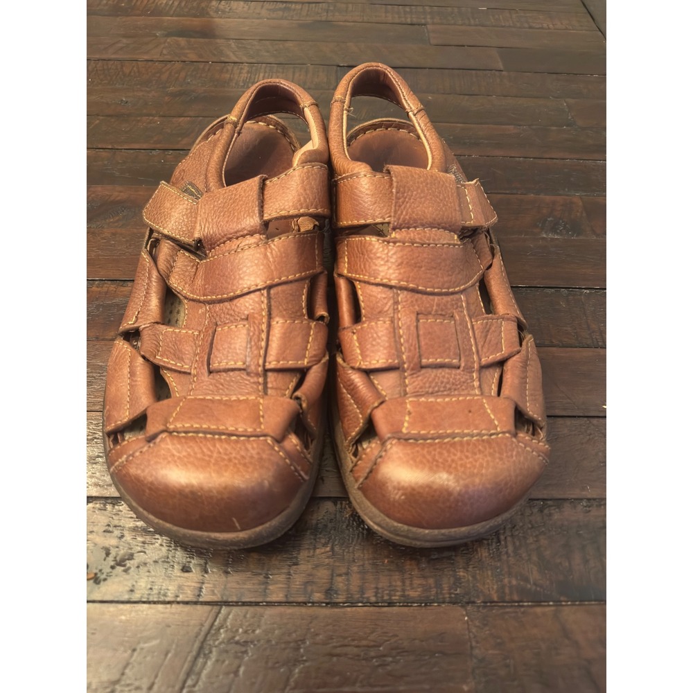 Born Mens Leather Fisherman Sandals Brown H39606 Size 8/41 - Picture 2 of 6